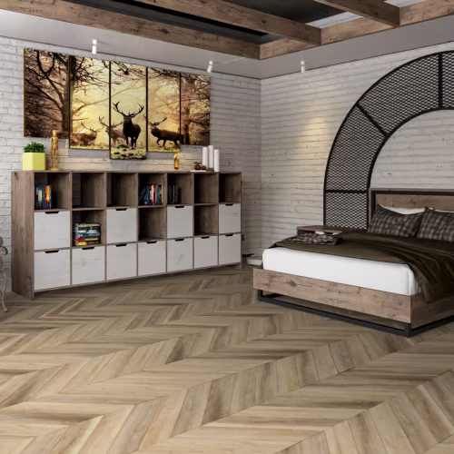 Кварцвиниловый SPC ламинат Damy Floor Chevron Амбуаз DF06-Ch французская елка 600×127×5