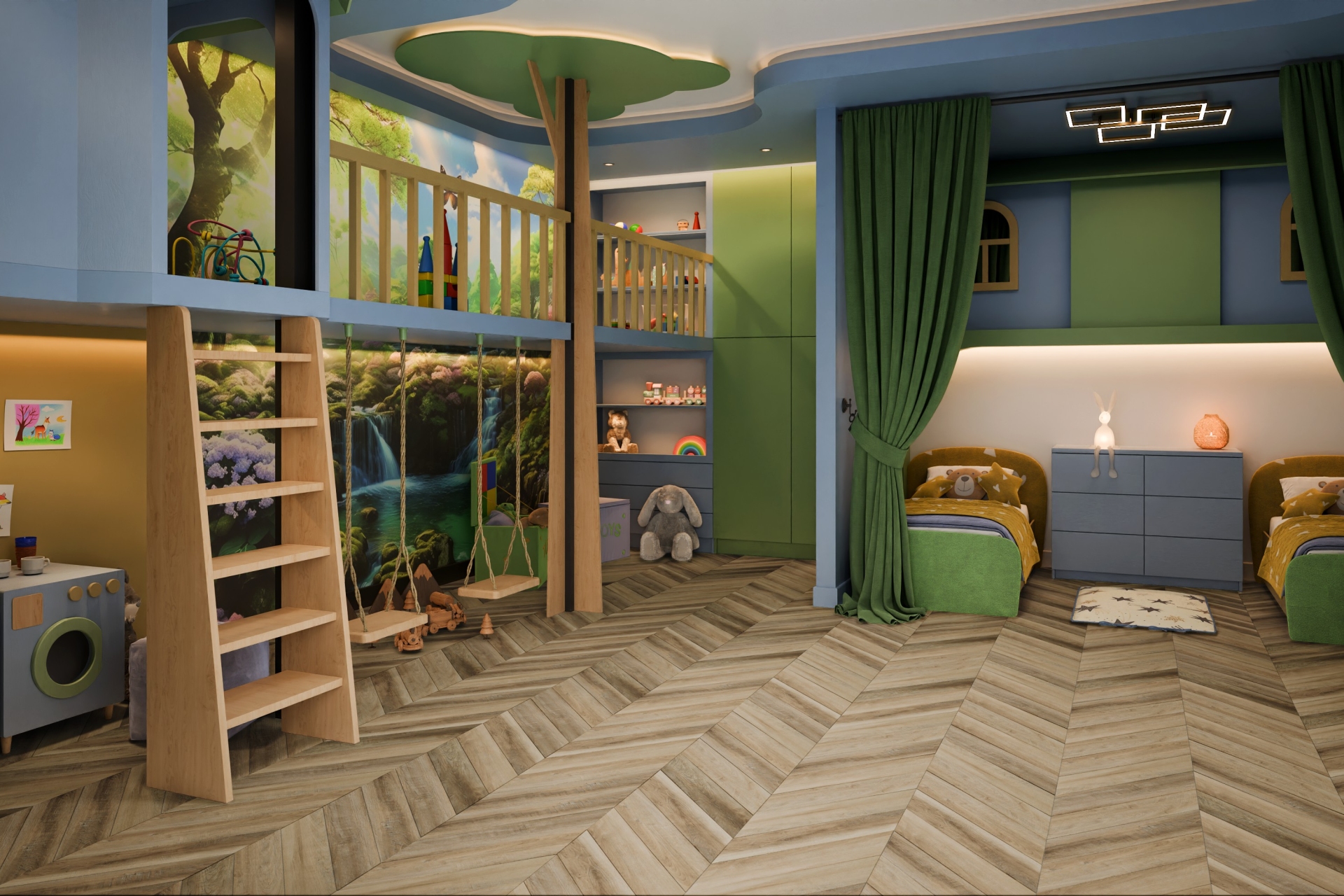 Кварцвиниловый SPC ламинат Damy Floor Chevron Амбуаз Amboise DF06-Ch французская елка 600×127×5 фото в интерьере