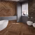 Кварцвиниловый SPC ламинат Damy Floor Chevron Шайо DF07-Ch французская елка 600×127×5 фото в интерьере