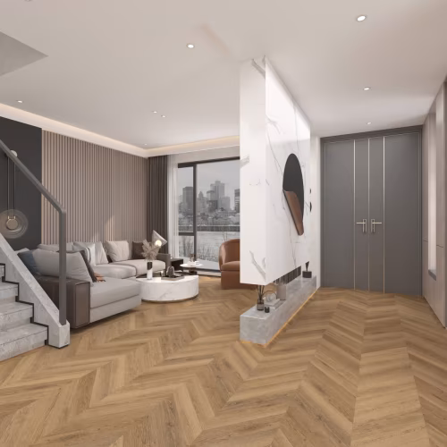 Кварцвиниловый SPC ламинат Damy Floor Chevron Сен-Клу DF10-Ch французская елка 600×127×5