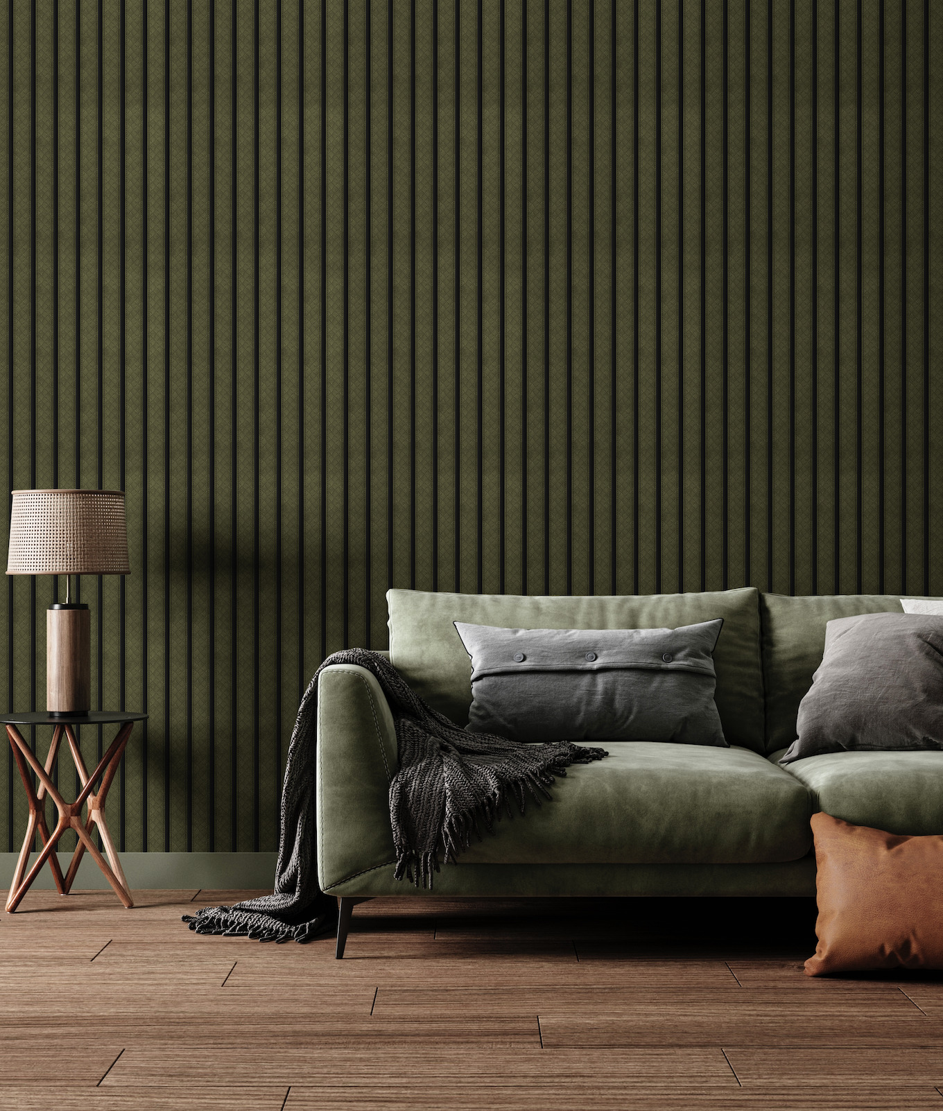 Стеновая панель из полистирола Hiwood LV124LE1 GN83K 2700×120×12 фото в интерьере