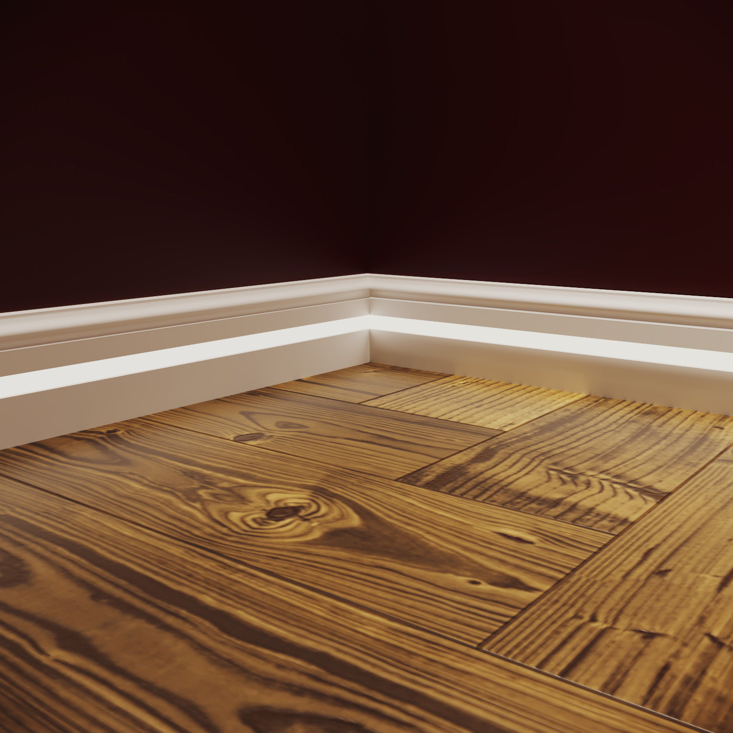 Плинтус МДФ под покраску Evrowood PN 040 Led с подсветкой 2000×80×16 фото в интерьере