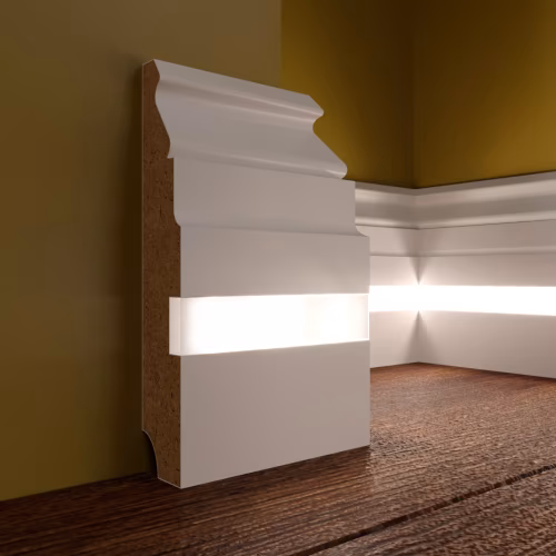 Плинтус МДФ под покраску с подсветкой Evrowood PN 090 Led 2000×100×18
