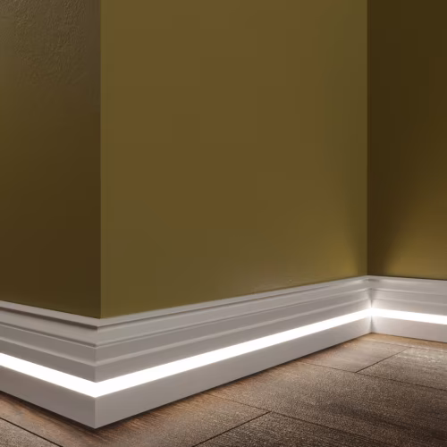 Плинтус МДФ под покраску с подсветкой Evrowood PN 090 Led 2000×100×18