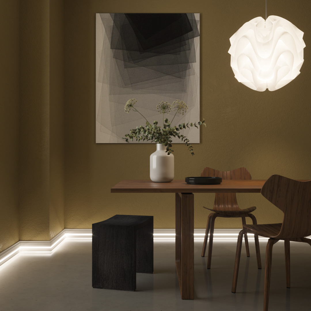 Плинтус МДФ под покраску с подсветкой Evrowood PN 090 Led 2000×100×18 фото в интерьере