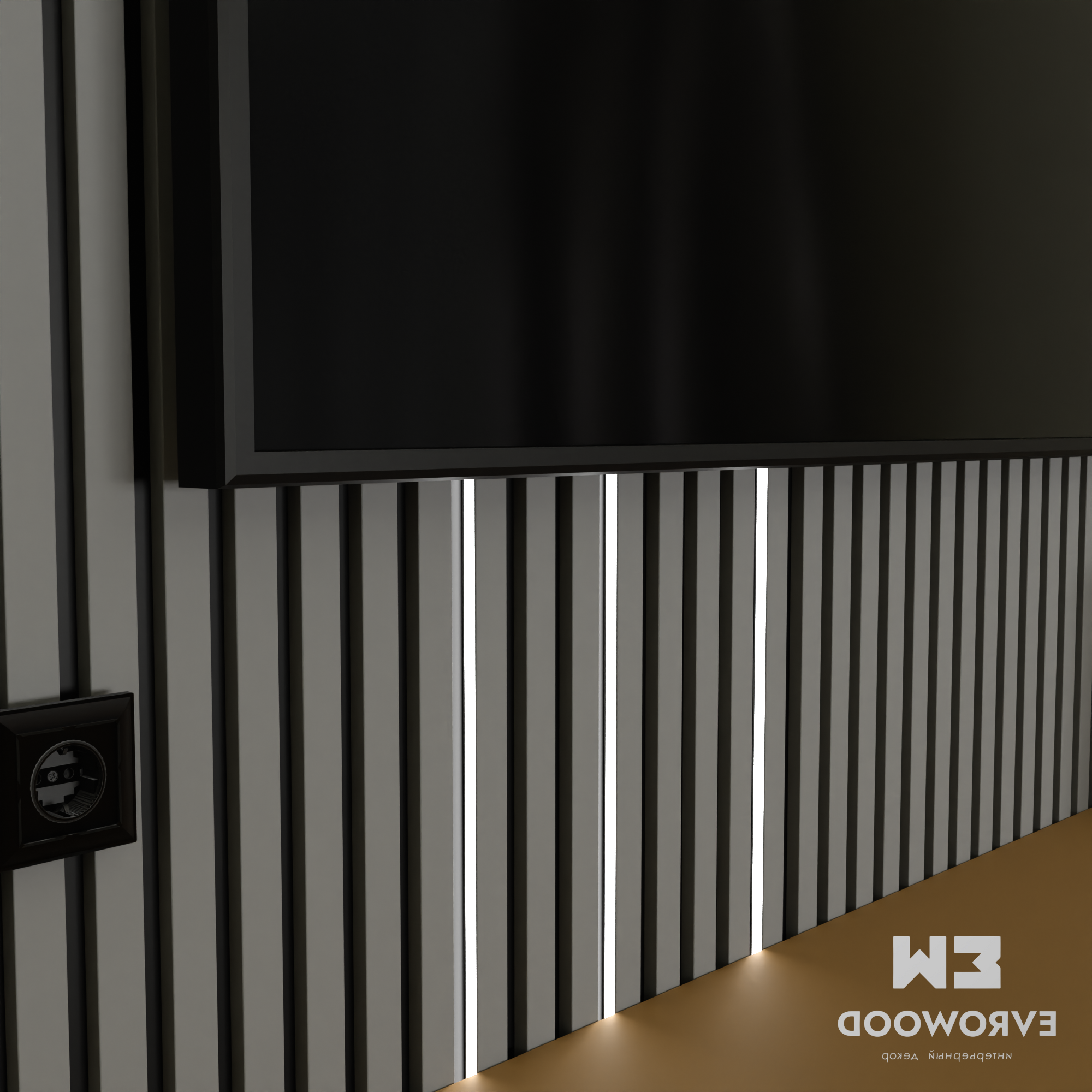 Рейка декоративная под покраску Evrowood R020 LED 2000×40×18 фото в интерьере