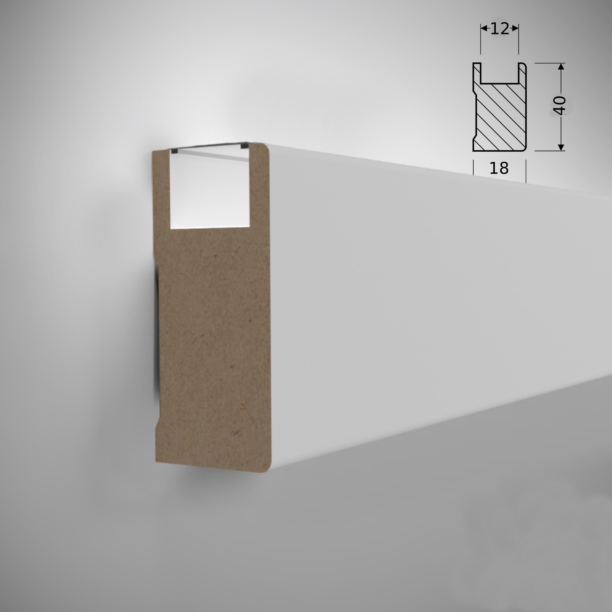 Рейка декоративная под покраску Evrowood R020 LED 2000×40×18