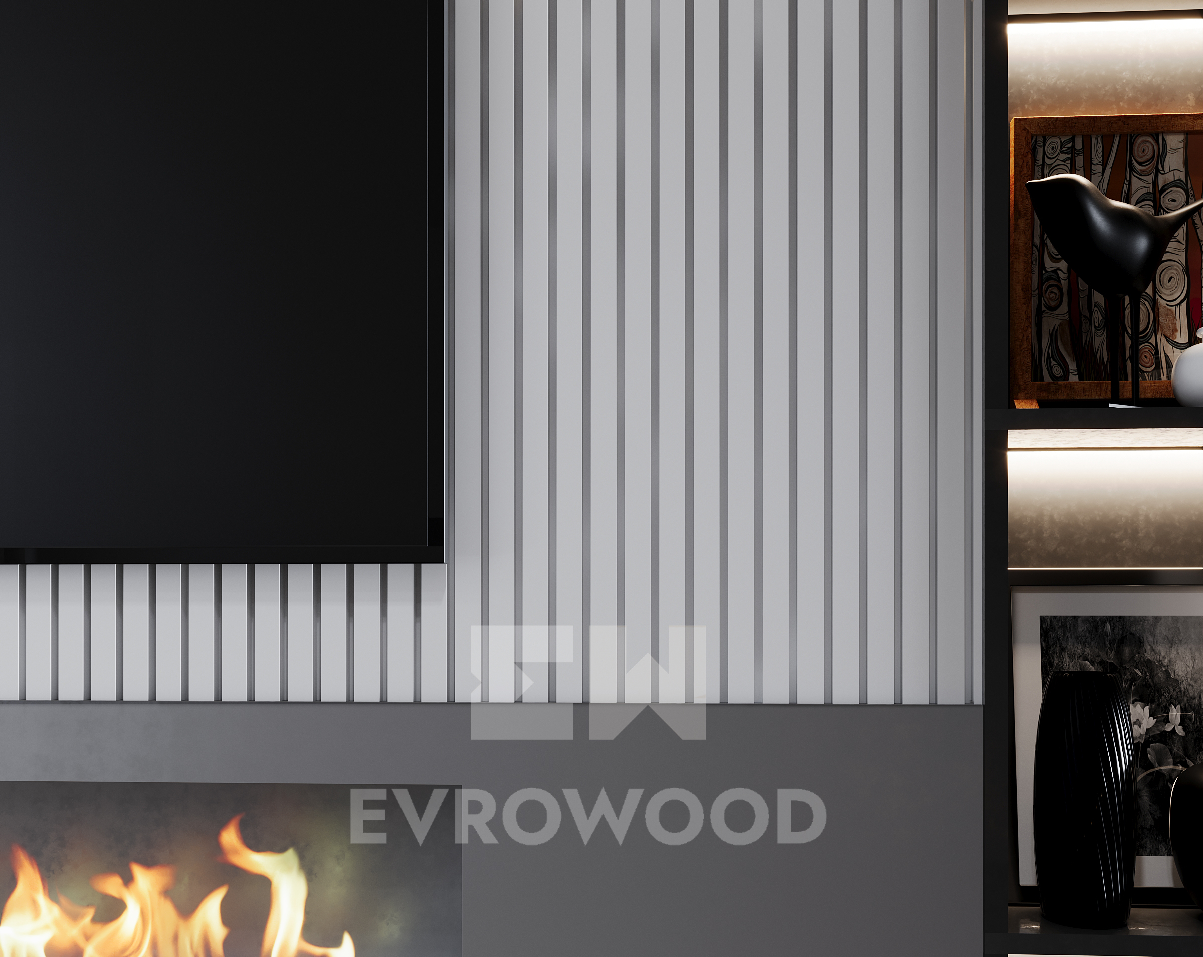 Стеновая панель под покраску Evrowood PL 04 2000×120×12 фото в интерьере