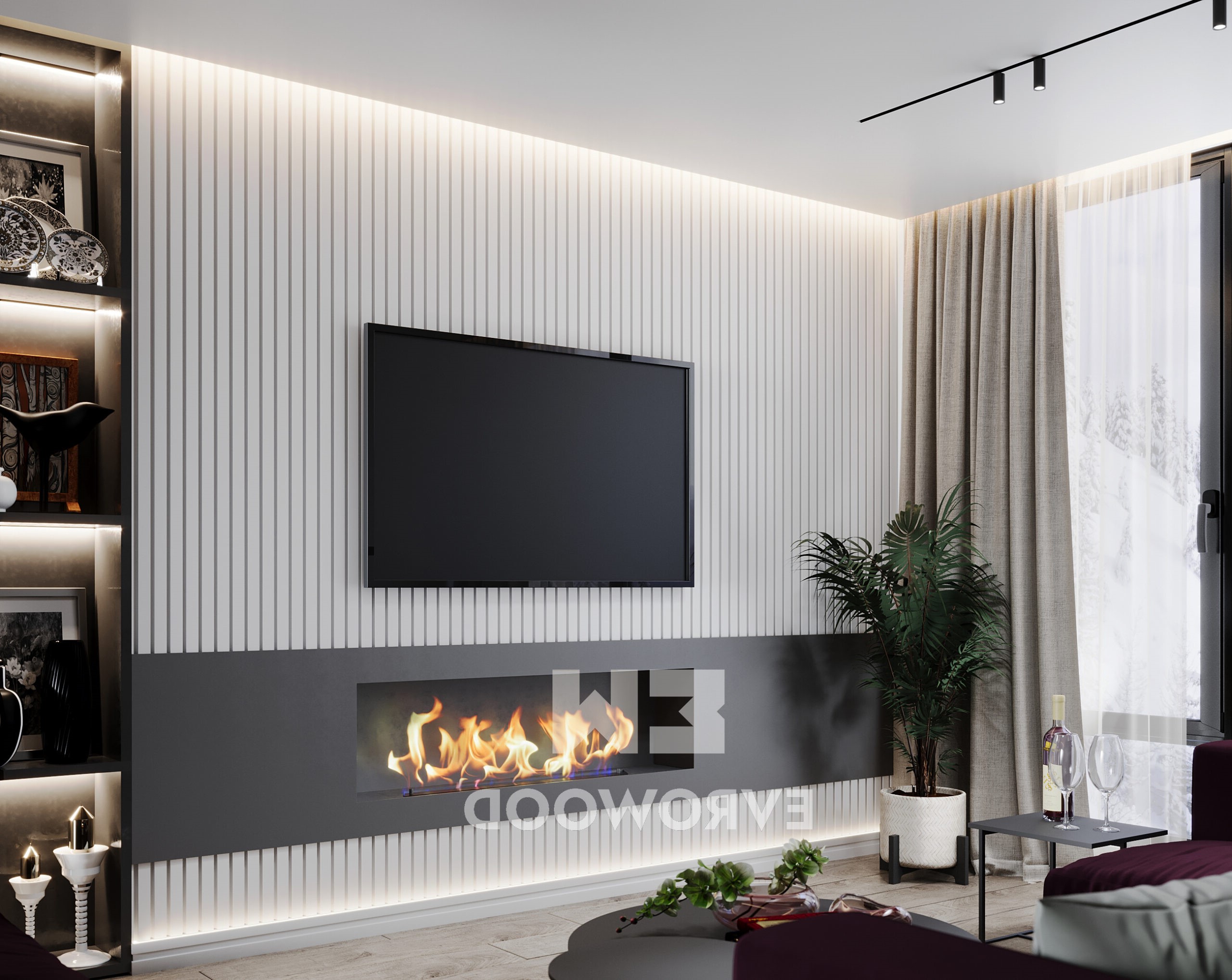 Стеновая панель под покраску Evrowood PL 04 2000×120×12 фото в интерьере