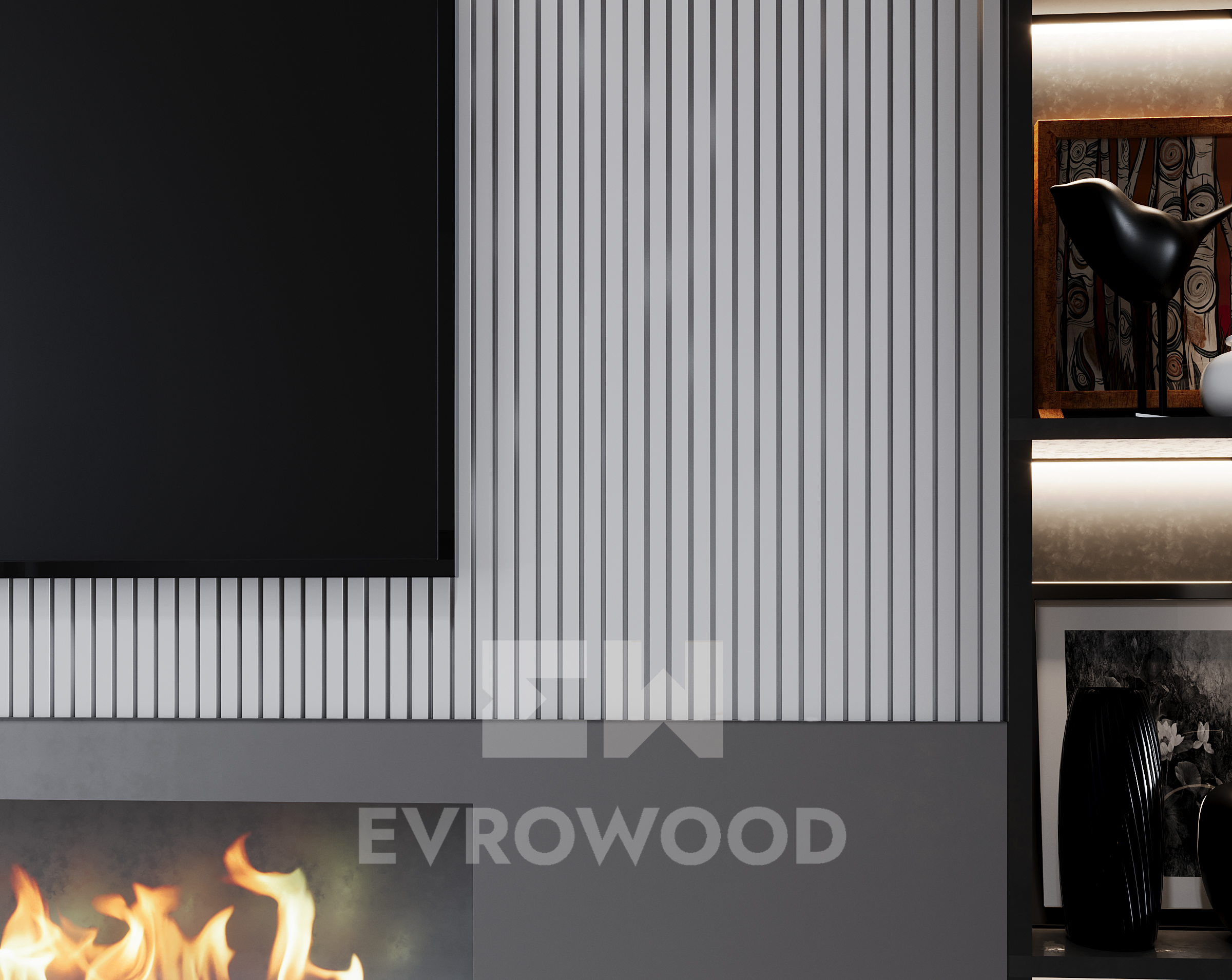 Стеновая панель под покраску Evrowood PL 05 2000×120×12 фото в интерьере