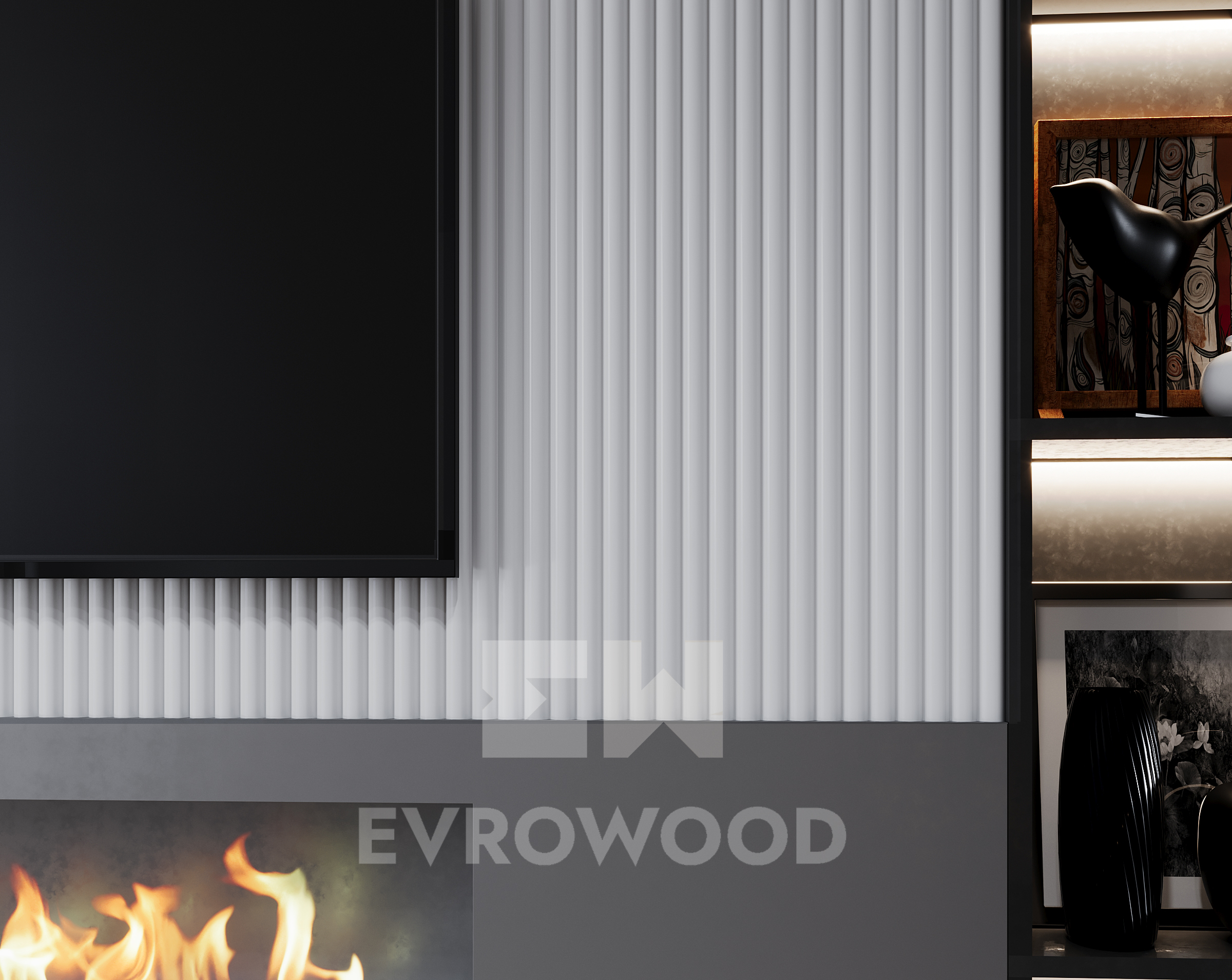 Стеновая панель под покраску Evrowood PL 07 2000×120×12 фото в интерьере