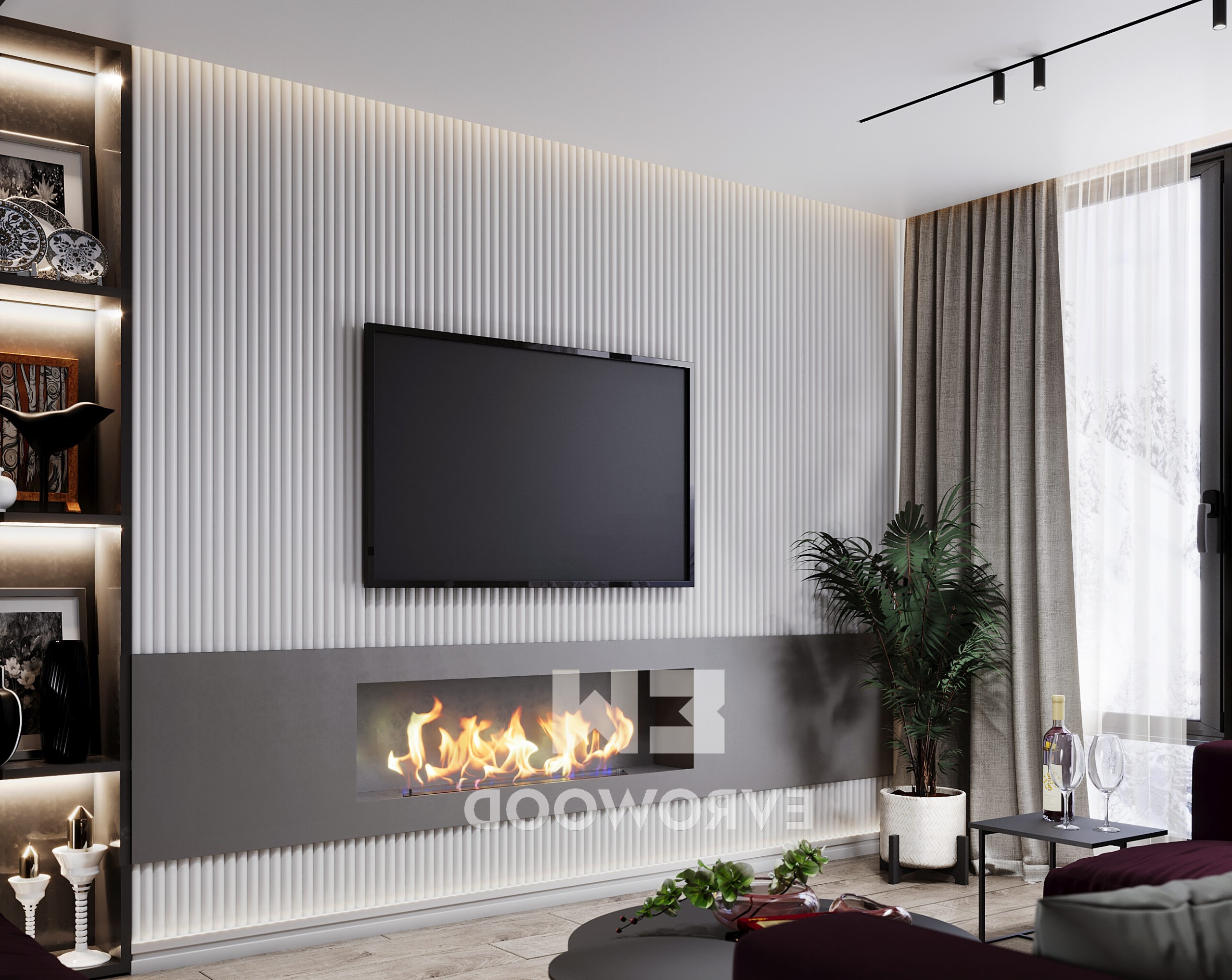 Стеновая панель под покраску Evrowood PL 07 2000×120×12 фото в интерьере