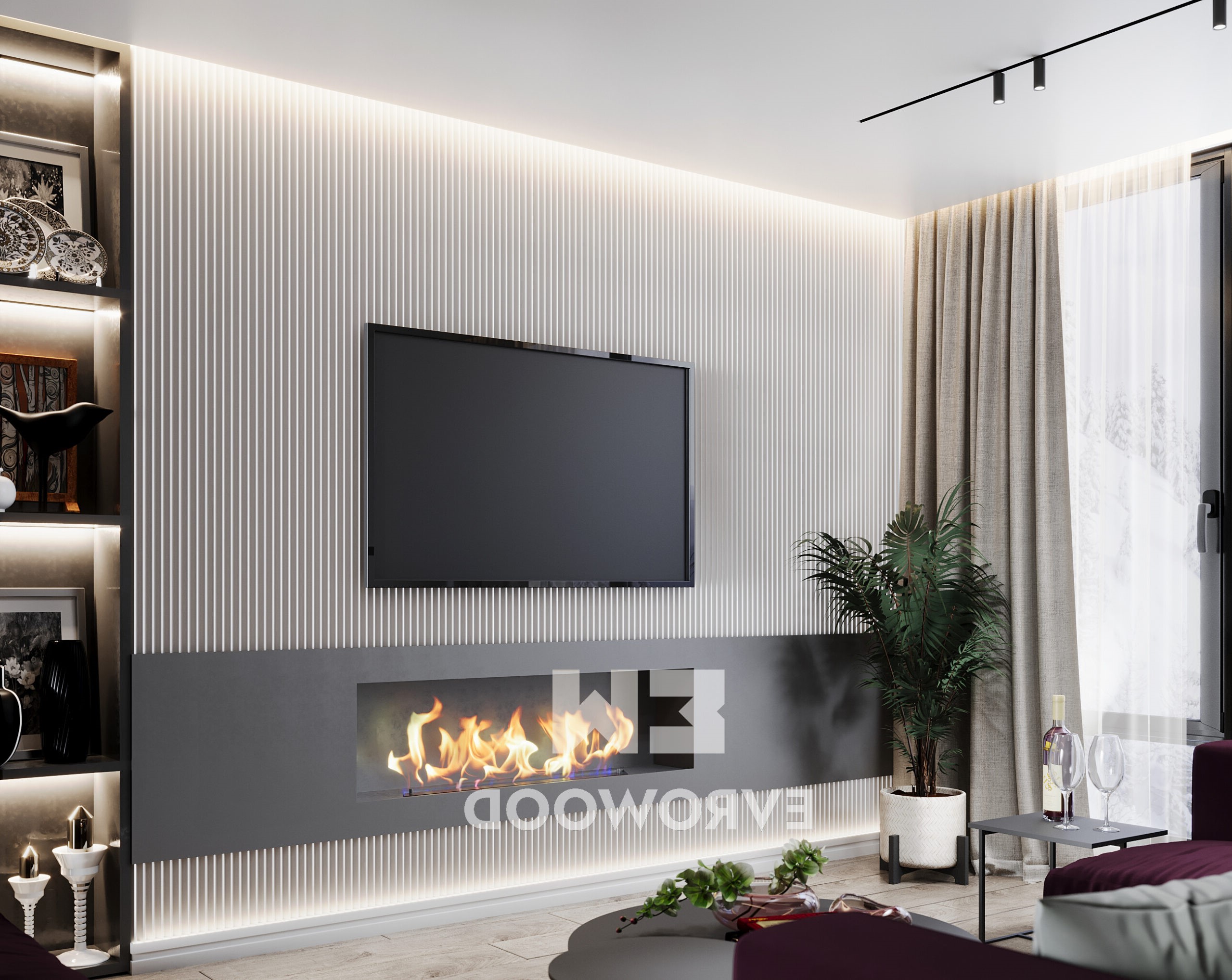 Стеновая панель под покраску Evrowood PL 08 2000×120×12 фото в интерьере