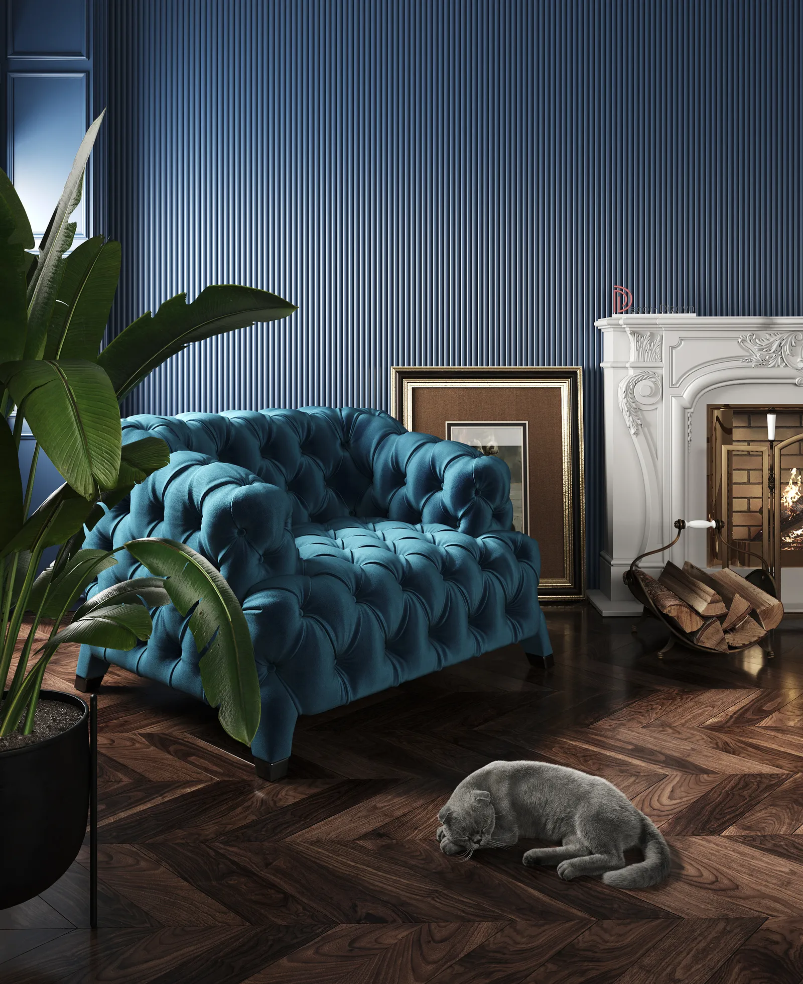 Стеновая панель из полистирола под покраску Decor-Dizayn Грани DD910 3000×240×13 фото в интерьере