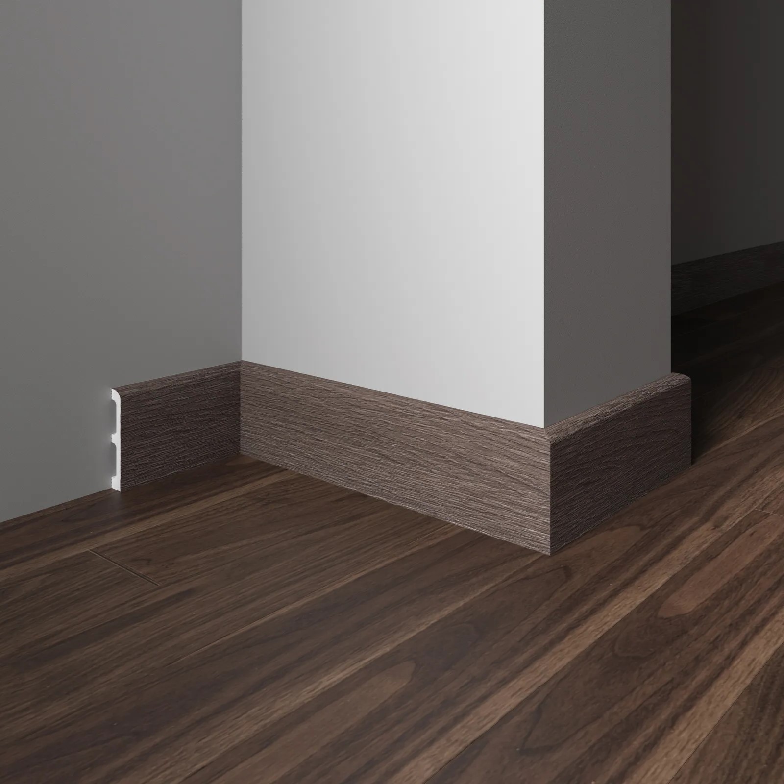 Плинтус  Decor-Dizayn 706-81SH 2400×80×13 фото в интерьере