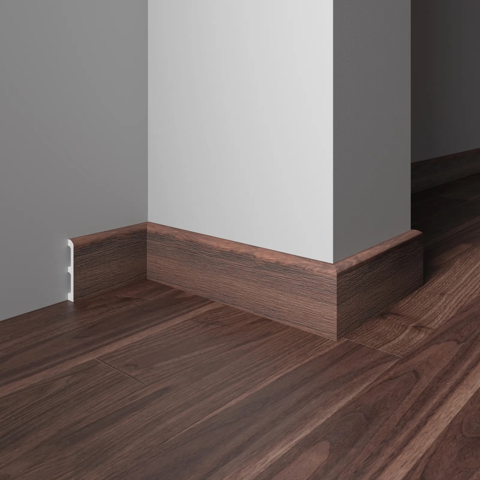 Плинтус  Decor-Dizayn 706-88SH 2400×80×13 фото в интерьере