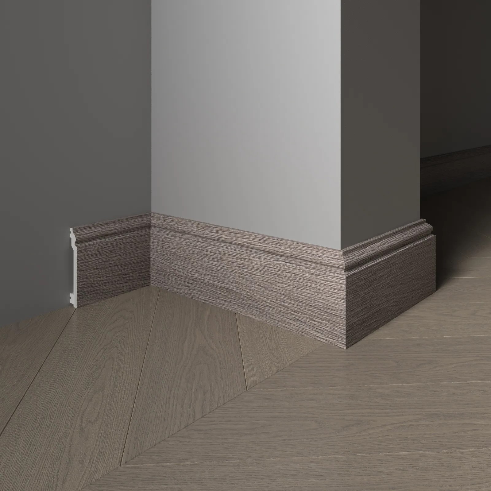 Плинтус  Decor-Dizayn 701-80SH 2400×100×16 фото в интерьере