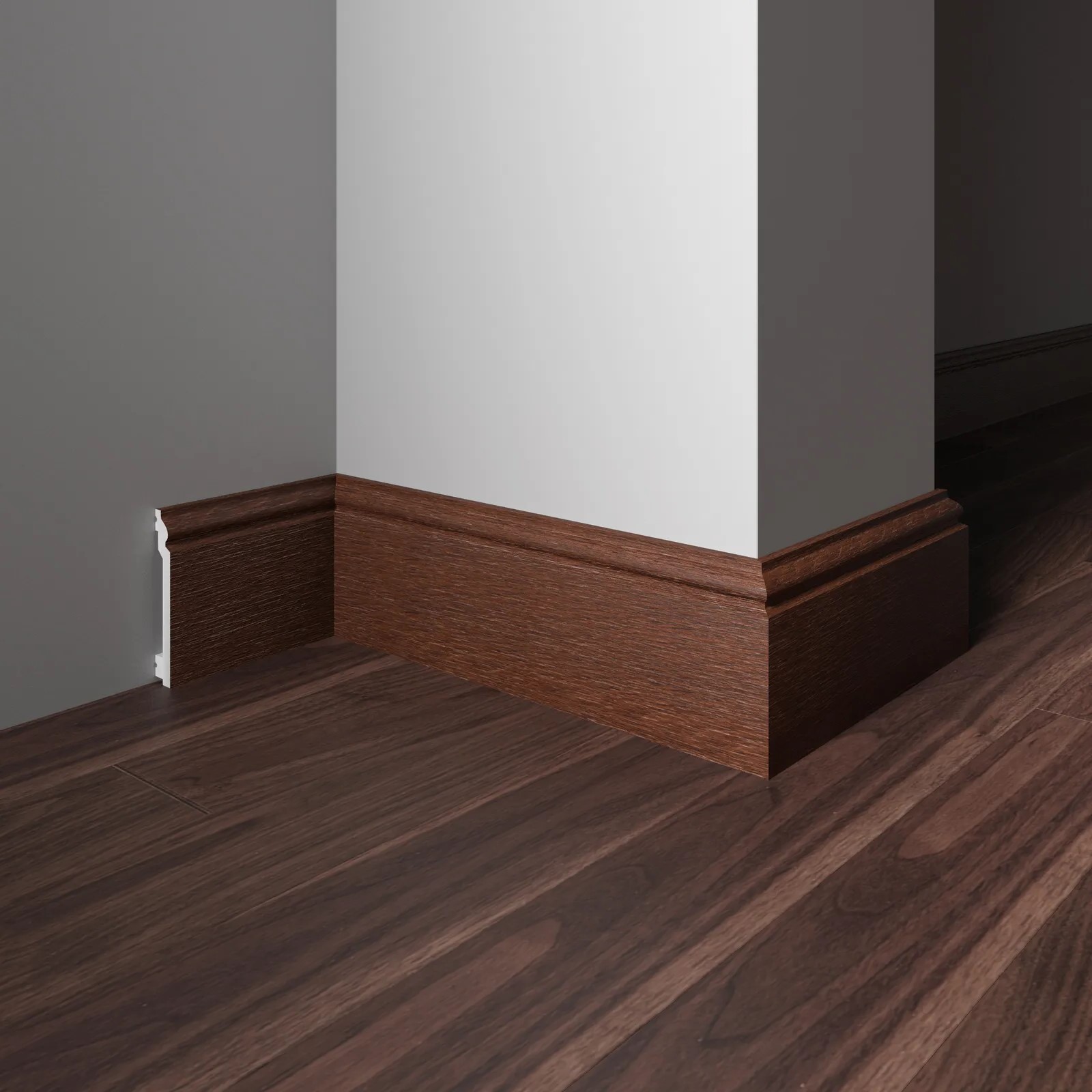 Плинтус  Decor-Dizayn 701-82SH 2400×100×16 фото в интерьере