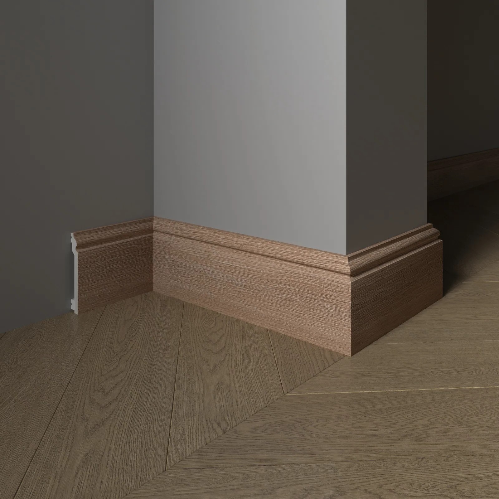 Плинтус  Decor-Dizayn 701-90SH 2400×100×16 фото в интерьере