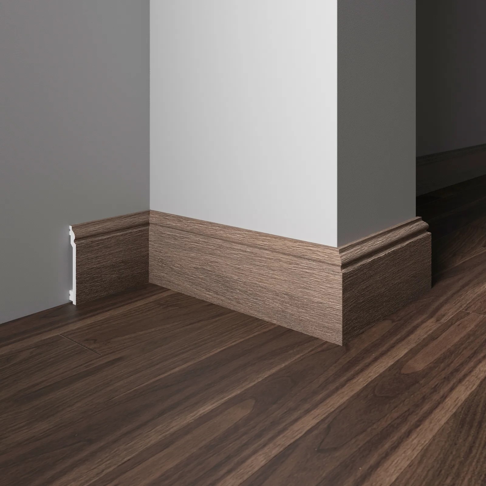 Плинтус  Decor-Dizayn 701-92SH 2400×100×16 фото в интерьере