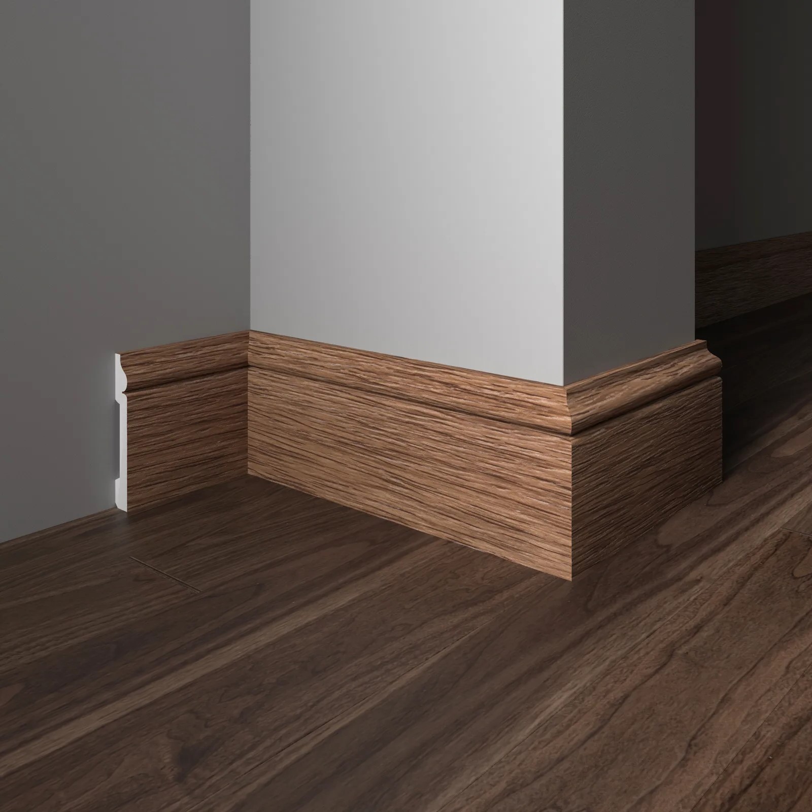 Плинтус  Decor-Dizayn 005-83SH 2400×79×13 фото в интерьере