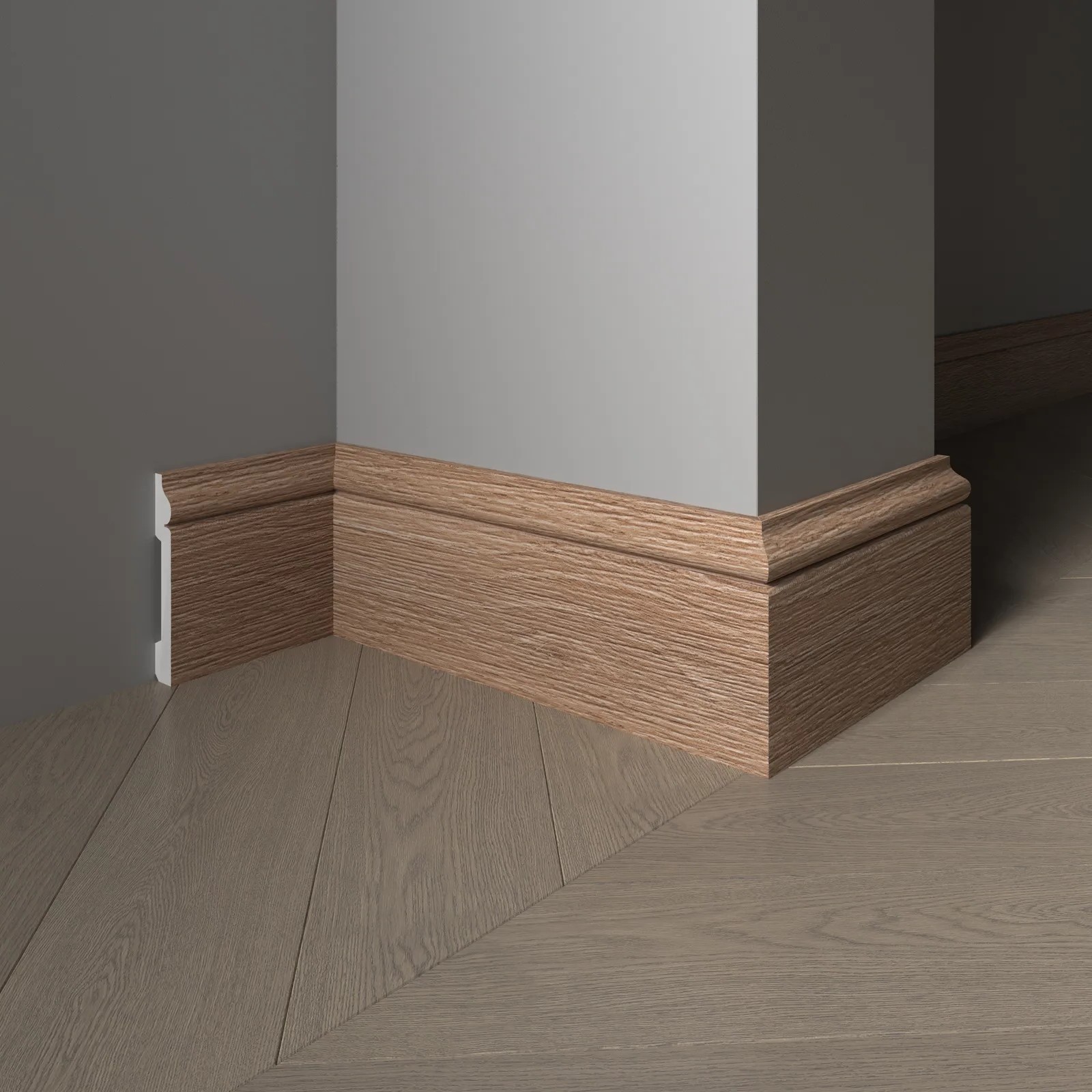 Плинтус  Decor-Dizayn 005-90SH 2400×79×13 фото в интерьере