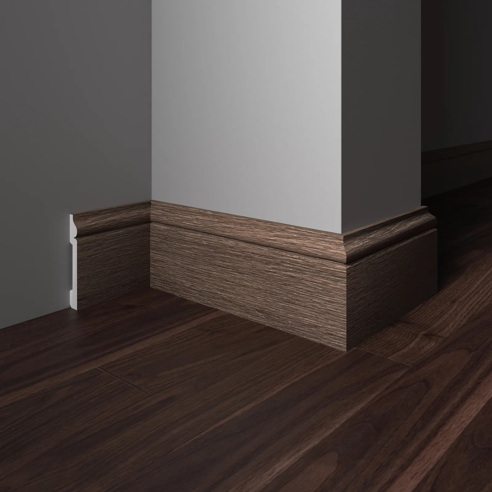 Плинтус  Decor-Dizayn 005-92SH 2400×79×13 фото в интерьере