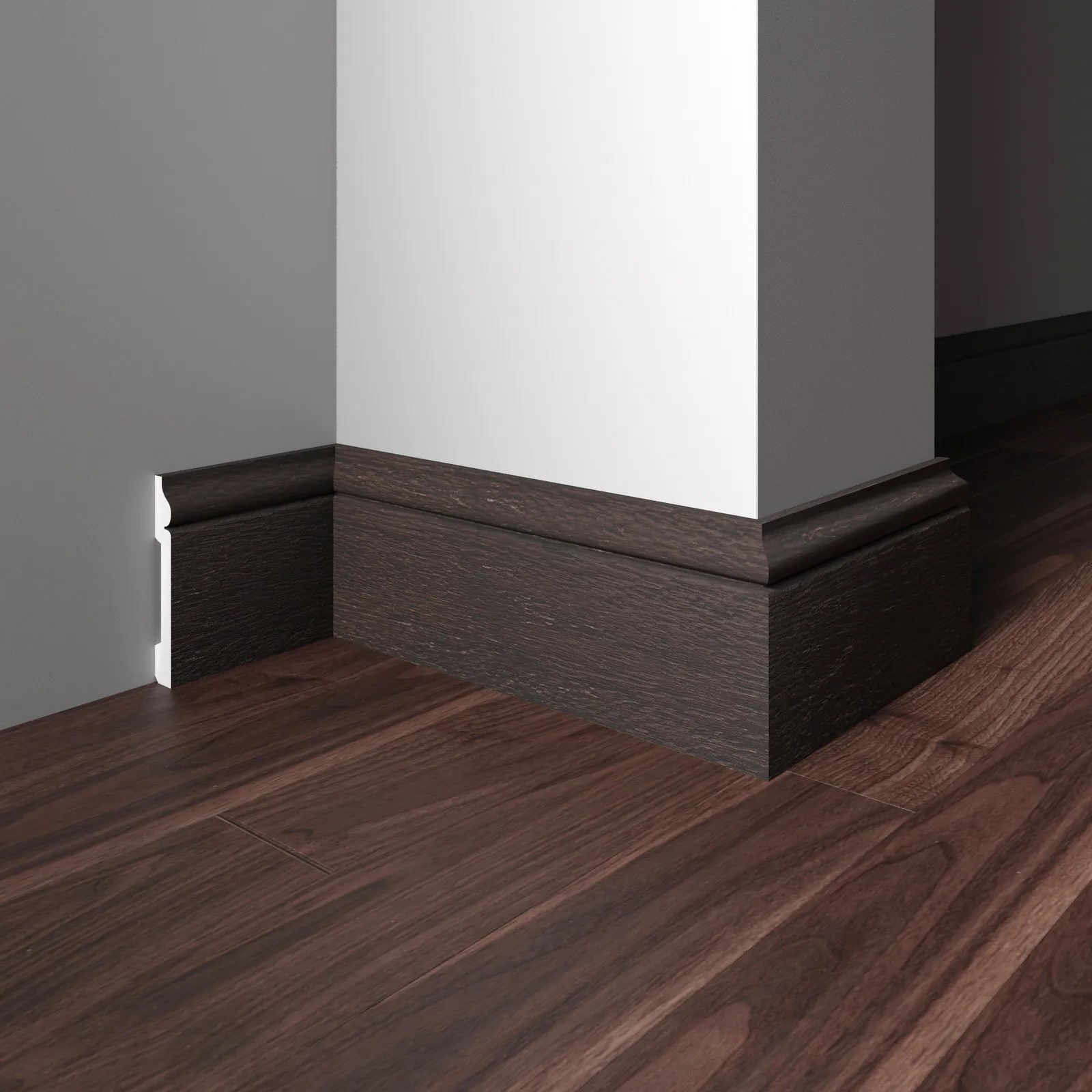 Плинтус  Decor-Dizayn 005-93SH 2400×79×13 фото в интерьере