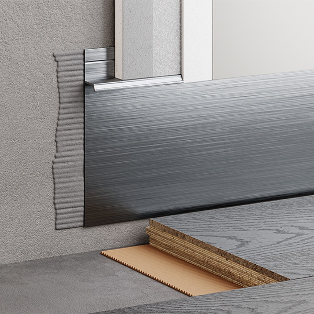 Плинтус алюминиевый скрытый с подсветкой Modern Decor Серебро без покрытия 35-59-63 2500×80×12,8