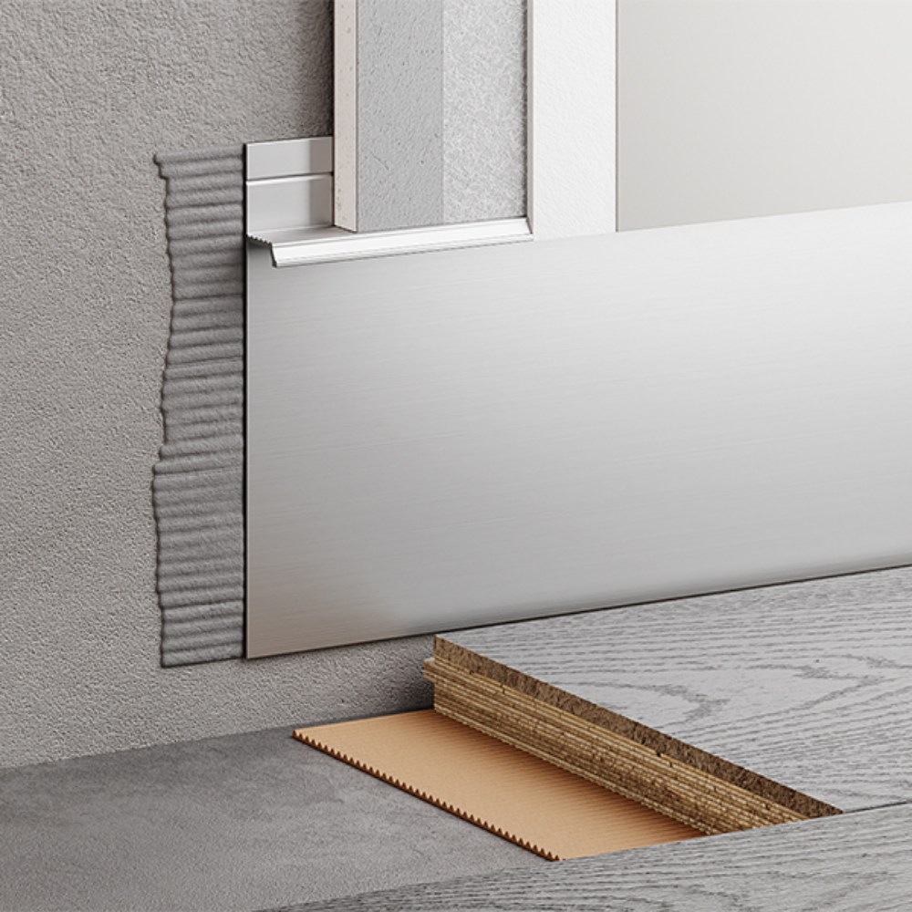 Плинтус алюминиевый скрытый с подсветкой Modern Decor Серебро анодированный 29-70-80 2050×80×12,8