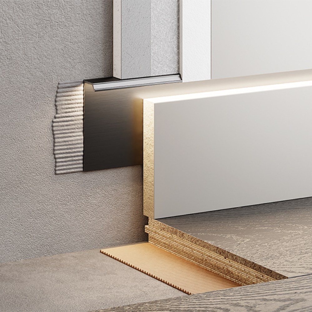 Плинтус алюминиевый скрытый с подсветкой Modern Decor RAL 9005 Черный 12-67-32 2500×50×12,8