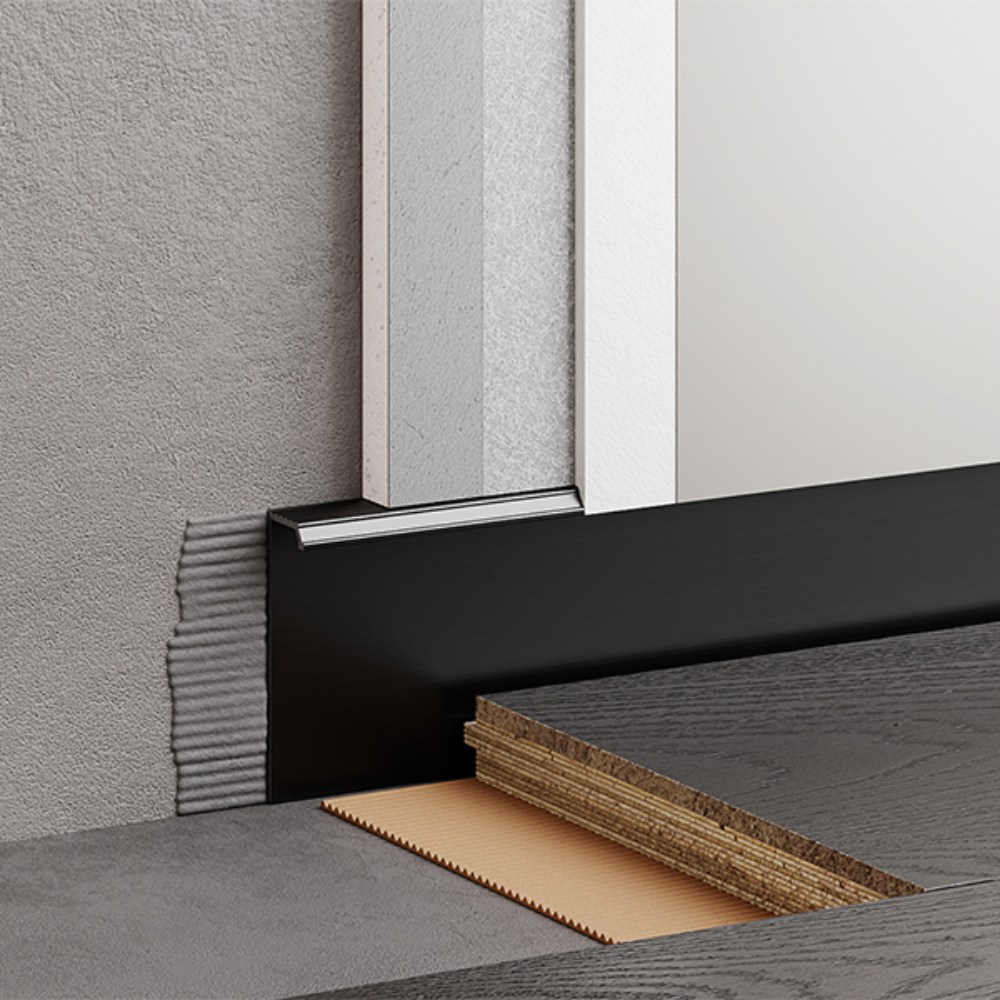 Плинтус алюминиевый скрытый с подсветкой Modern Decor RAL 9005 Черный 12-67-32 2500×50×12,8