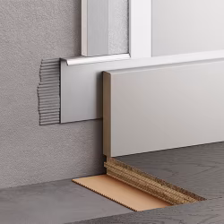 Плинтус алюминиевый скрытый с подсветкой Modern Decor Серебро анодированный 16-75-36 2500×50×12,8