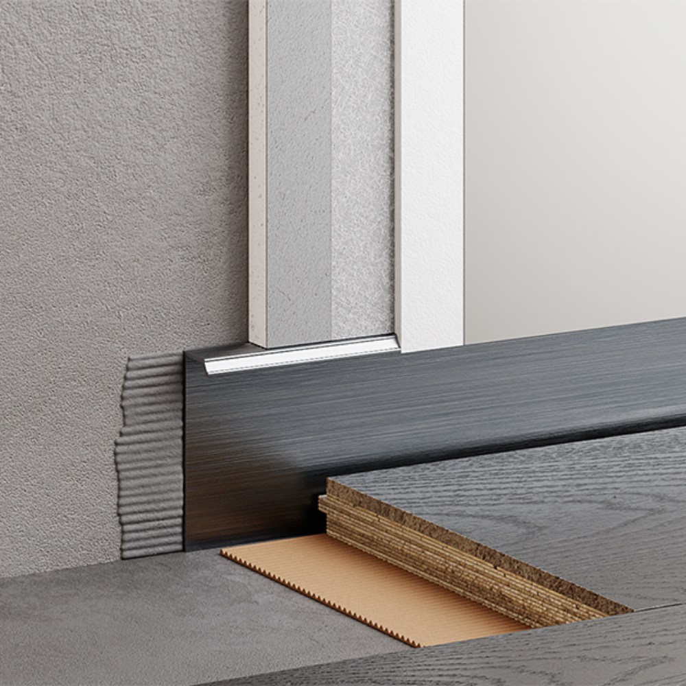 Плинтус алюминиевый скрытый с подсветкой Modern Decor Серебро без покрытия 74-25-15 2500×50×12,8