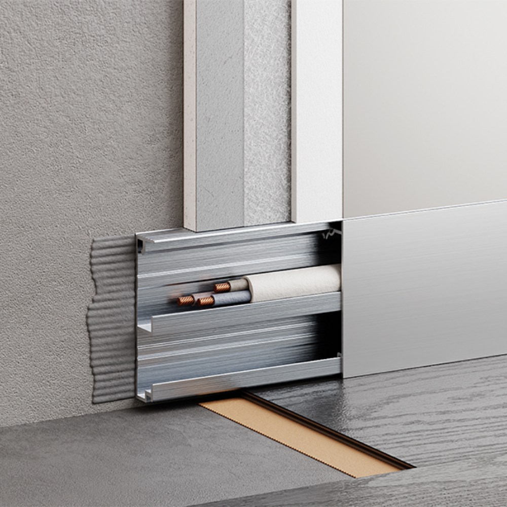 Плинтус алюминиевый скрытый с кабель-каналом Modern Decor Серебро анодированный 97-06-51 2500×60,2×15 Плинтус алюминиевый скрытый с кабель-каналом Modern Decor Серебро анодированный 97-06-51 2500×60,2×15