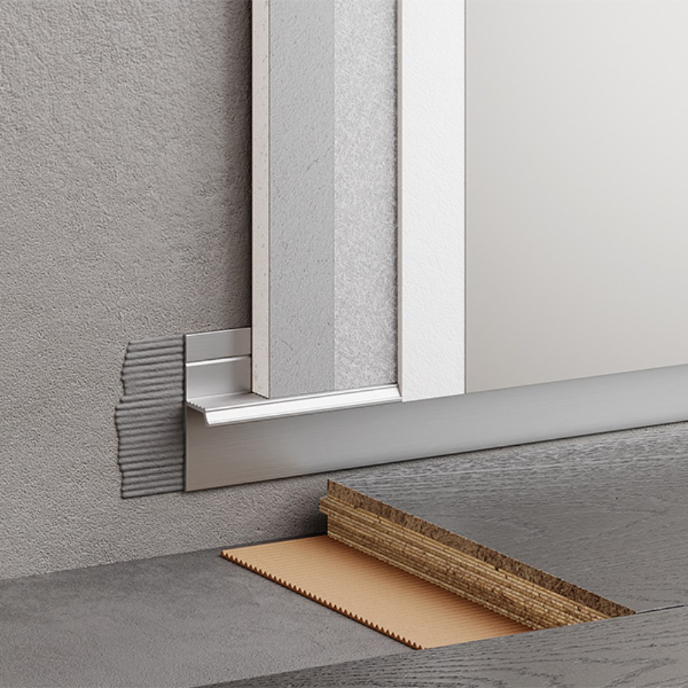 Плинтус алюминиевый теневой с подсветкой Modern Decor Серебро без покрытия 98-69-20 2500×20×12,8