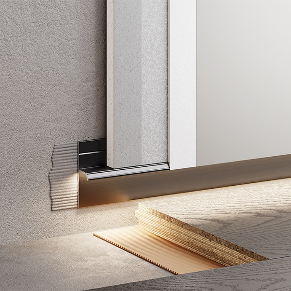 Плинтус алюминиевый теневой с подсветкой Modern Decor Черный анодированный 60-25-11 2500×20×12,8