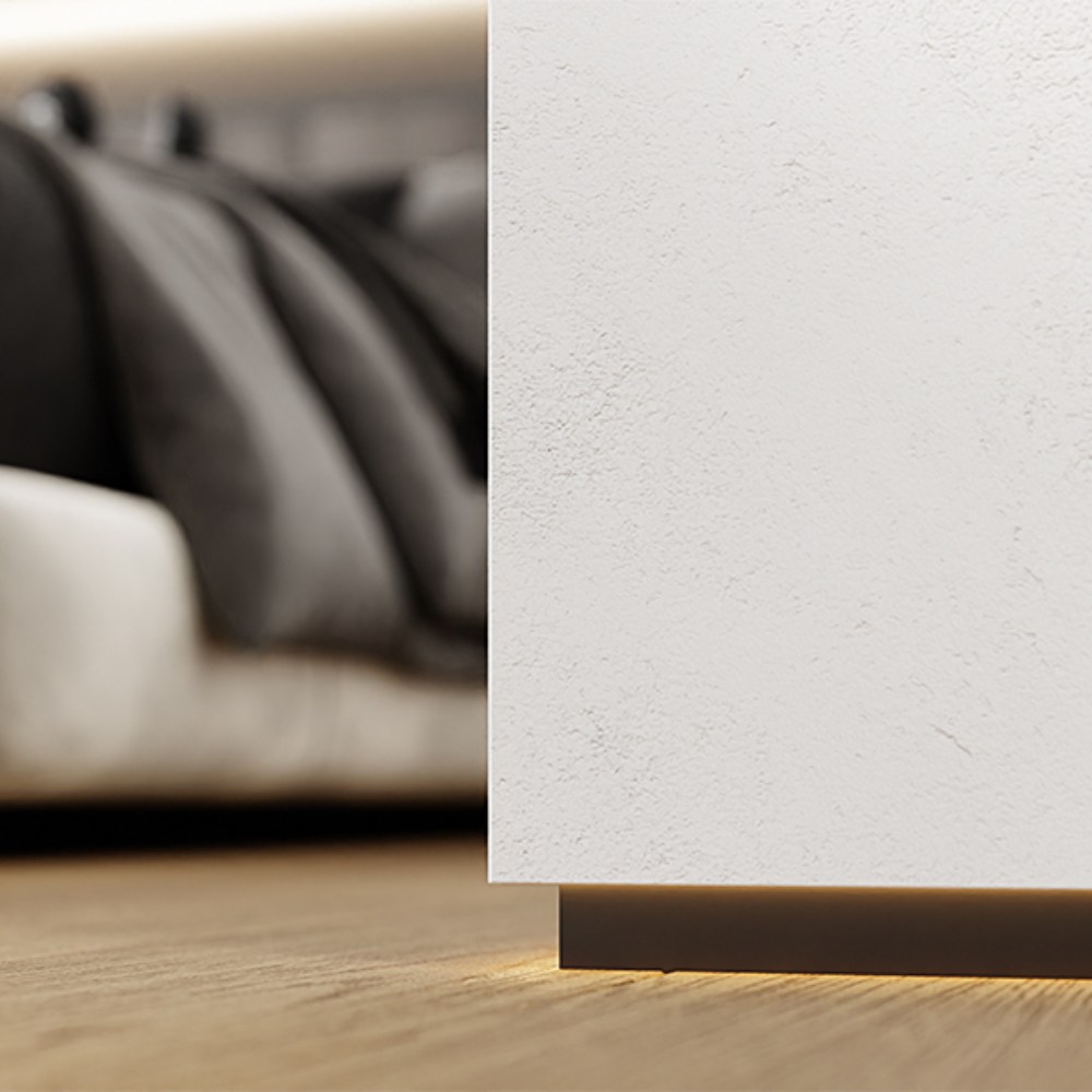 Плинтус алюминиевый теневой с подсветкой Modern Decor Черный анодированный 60-25-11 2500×20×12,8 фото в интерьере