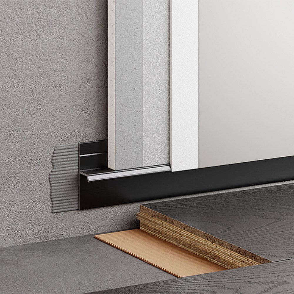 Плинтус алюминиевый теневой с подсветкой Modern Decor Черный анодированный 60-25-11 2500×20×12,8