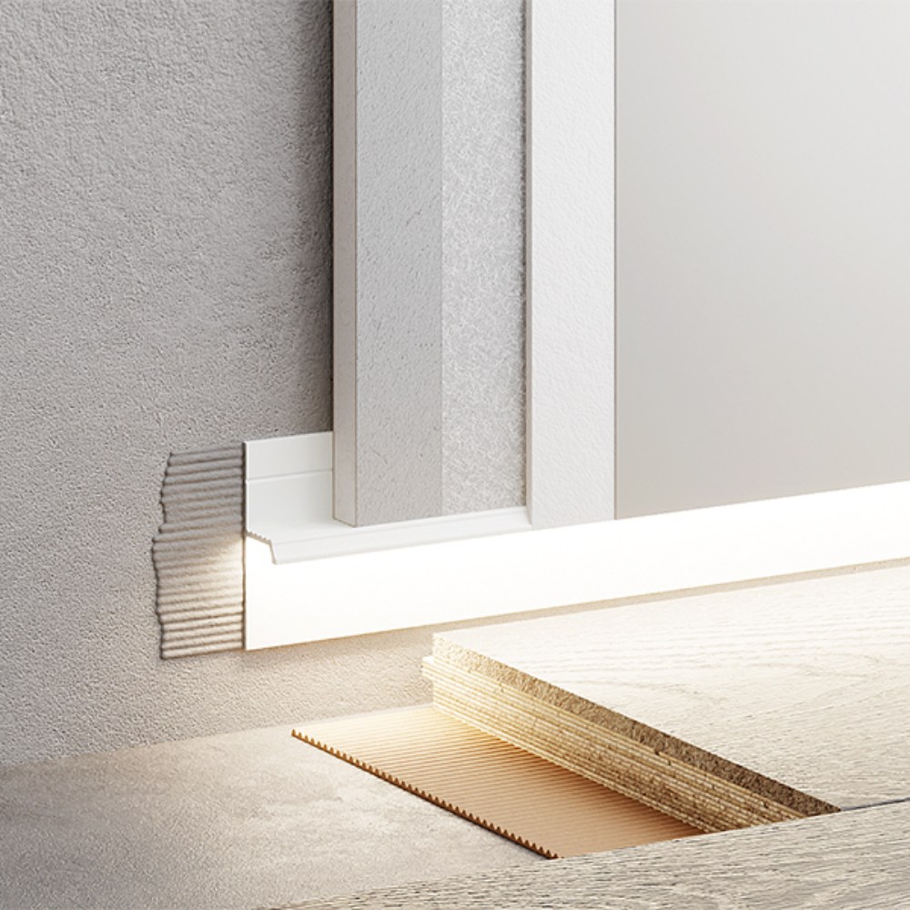 Плинтус алюминиевый теневой с подсветкой Modern Decor RAL 9003 Белый 73-38-47 2500×20×12,8