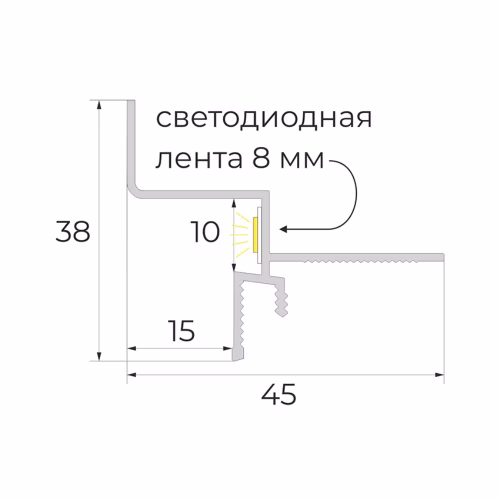 Профиль теневой алюминиевый Modern Decor RAL 9005 Черный муар 52-79-46 2500×38×45