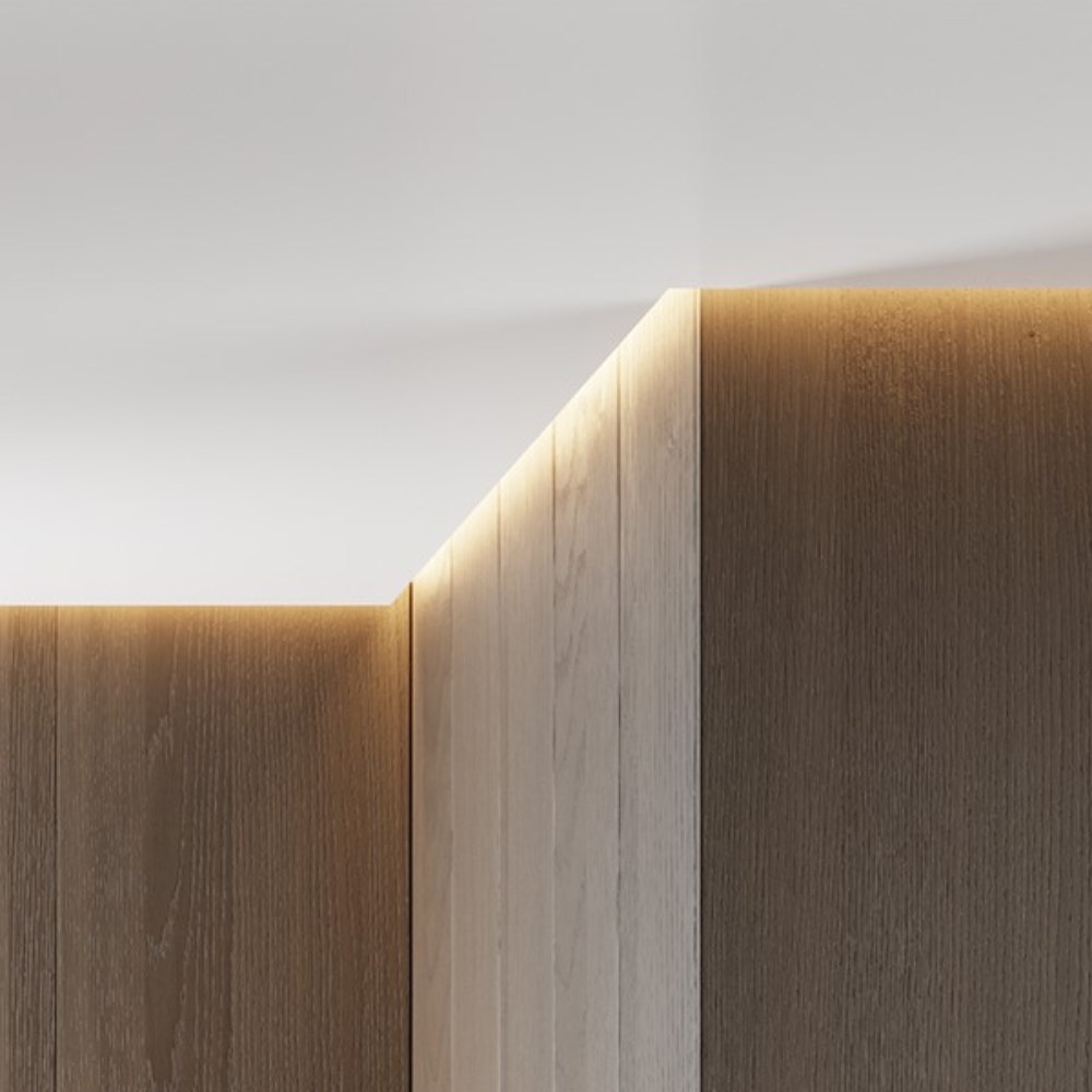 Профиль теневой алюминиевый Modern Decor RAL 9005 Черный муар 52-79-46 2500×38×45 фото в интерьере