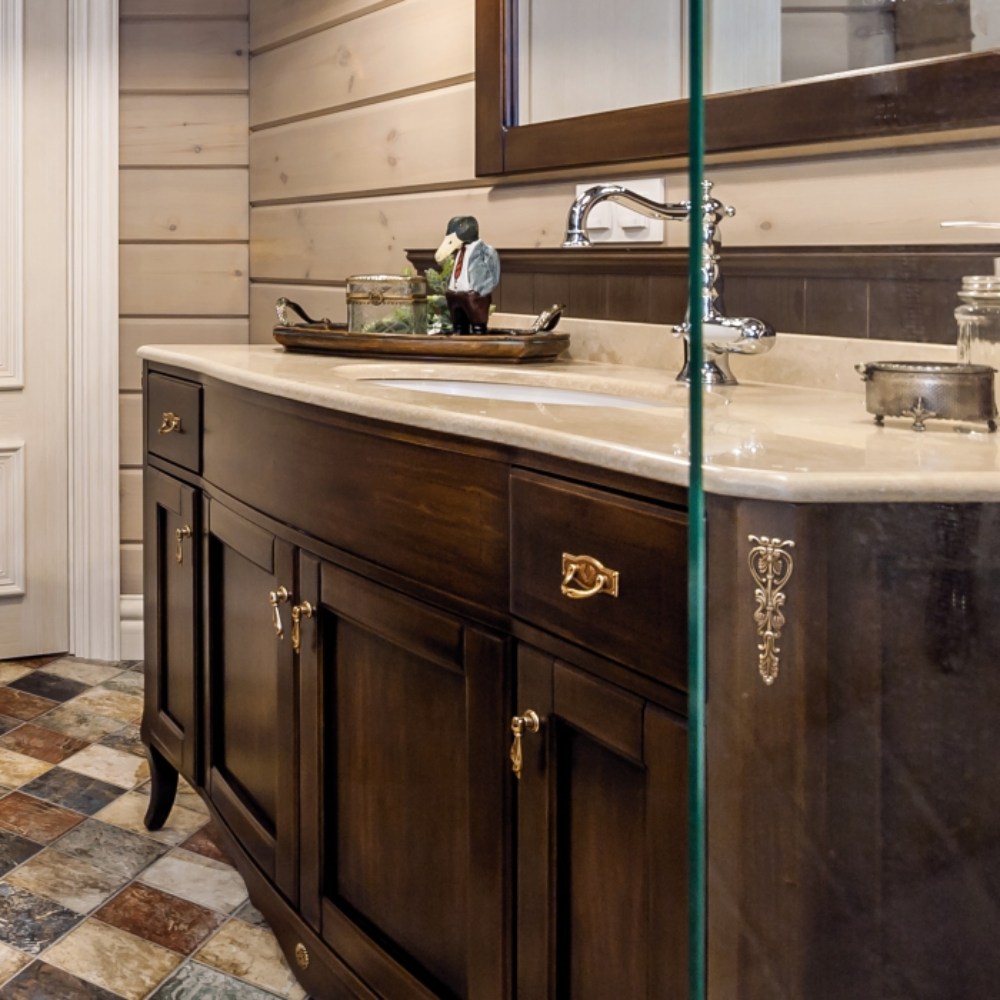 Масло для дерева TimberCare Wood Stain цвет Темный шоколад 350089 шелковисто-матовое 0,2 л фото в интерьере