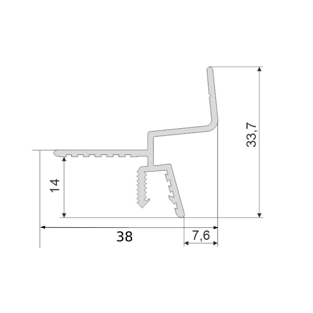 Профиль теневой алюминиевый Modern Decor RAL 9005 Черный муар 13-36-70 2000×33,7×38