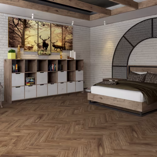 Кварцвиниловый SPC ламинат Damy Floor London Дерби 0036-1 венгерская елка 615×123×4