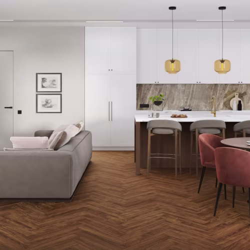 Кварцвиниловый SPC ламинат Damy Floor London Дерби 0036-1 венгерская елка 615×123×4