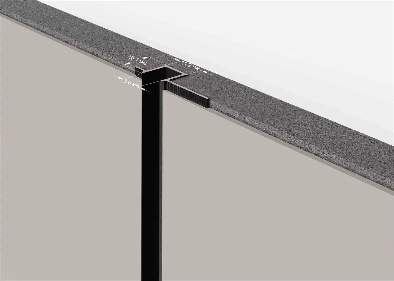 Профиль алюминиевый теневой Laconistiq Classic Черный RAL 9005 21-21-300 матовый 3000×37×10,7