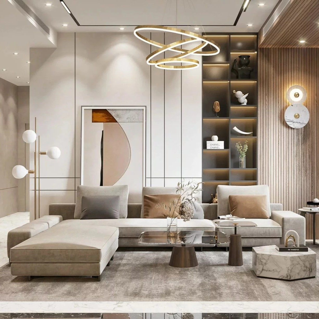 Профиль алюминиевый теневой Laconistiq Classic Светлое золото 21-15-300 3000×37×10,7 фото в интерьере