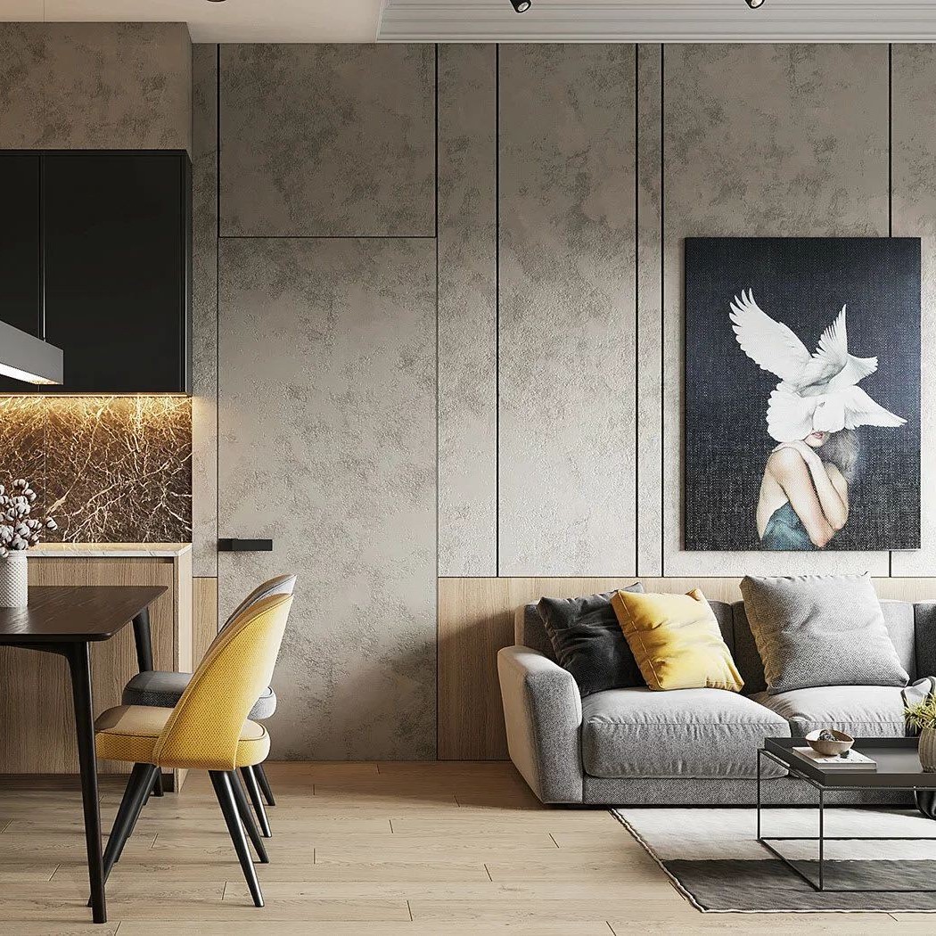 Профиль алюминиевый теневой Laconistiq Classic Светлое золото 21-15-300 3000×37×10,7 фото в интерьере