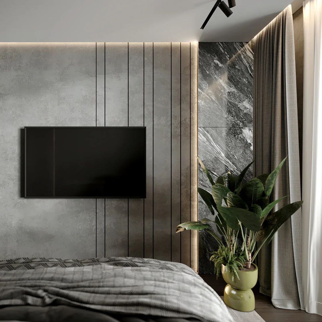 Профиль алюминиевый теневой Laconistiq Classic Светлое золото 21-15-300 3000×37×10,7 фото в интерьере